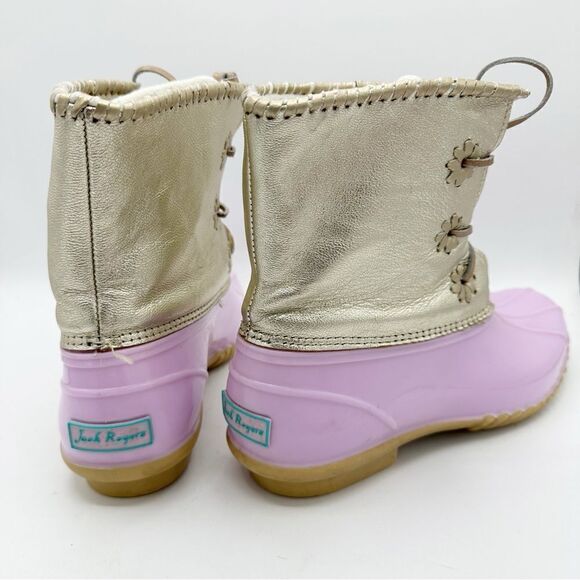 Jack Rogers Waterproof Chloe Lavender and Metallic Gold Duck Rain Boots Sz 11‎ - Picture 6 of 16